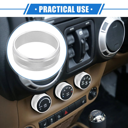 3 x Car AC Switch Knob Cover Rings for Jeep Wrangler JK JKU (2011-2018) Silver