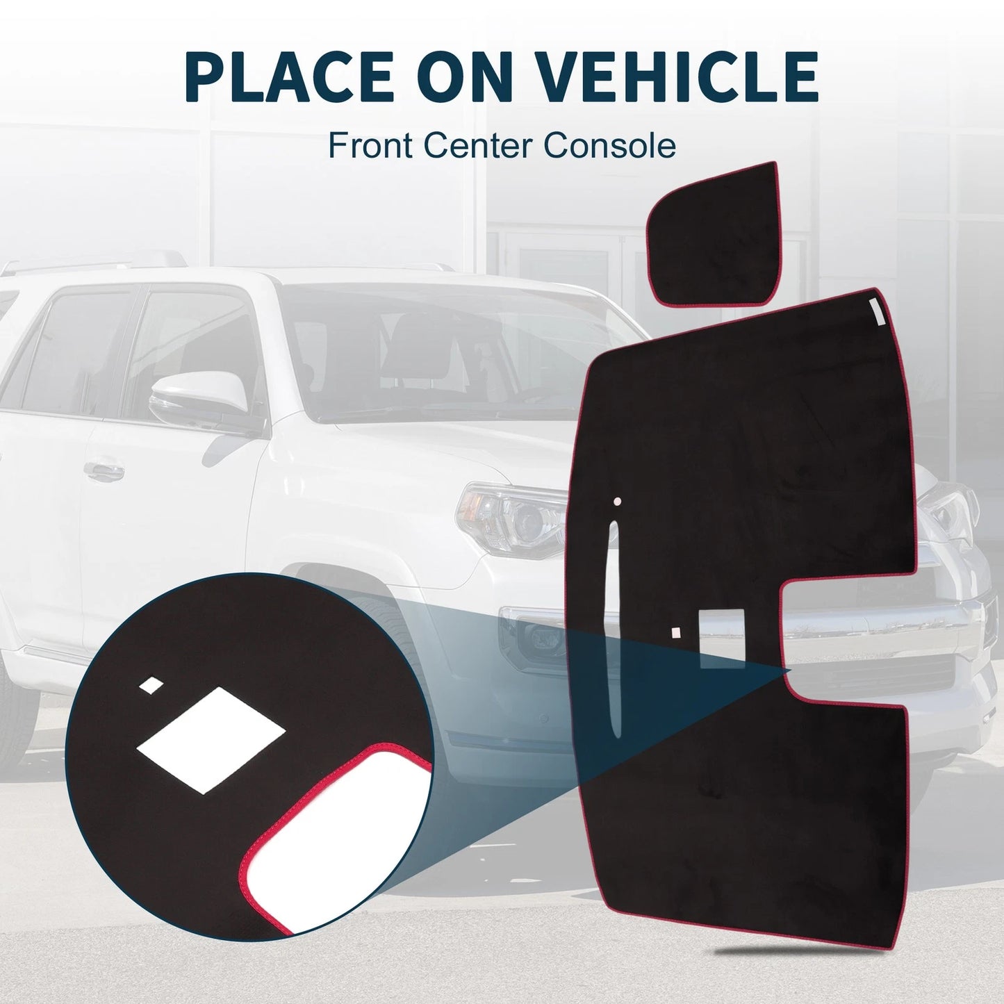 Dashboard Cover Mat for Mitsubishi DELICA D5 (2007-2019) - Black Red 1 Set