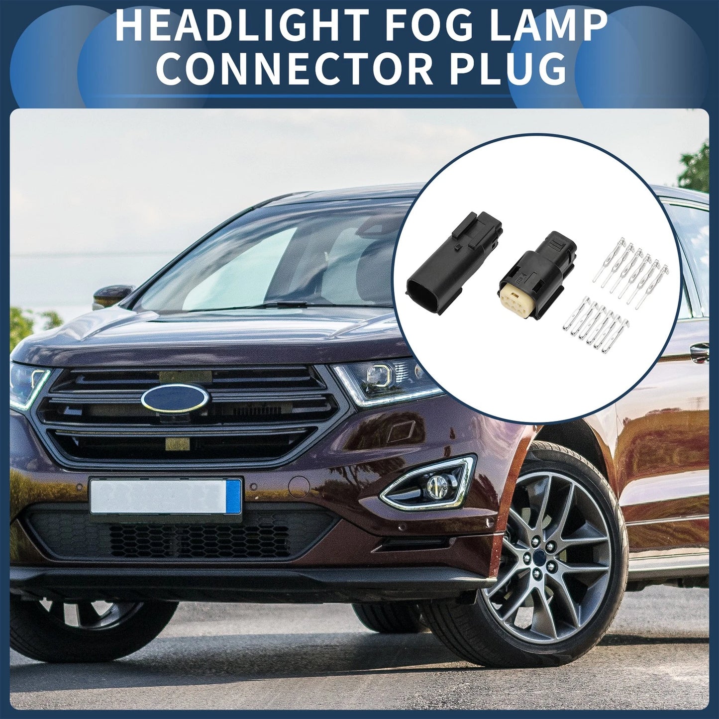 6 Pin Headlight Fog Lamp Connector Plug 1 Set for Ford Mondeo
