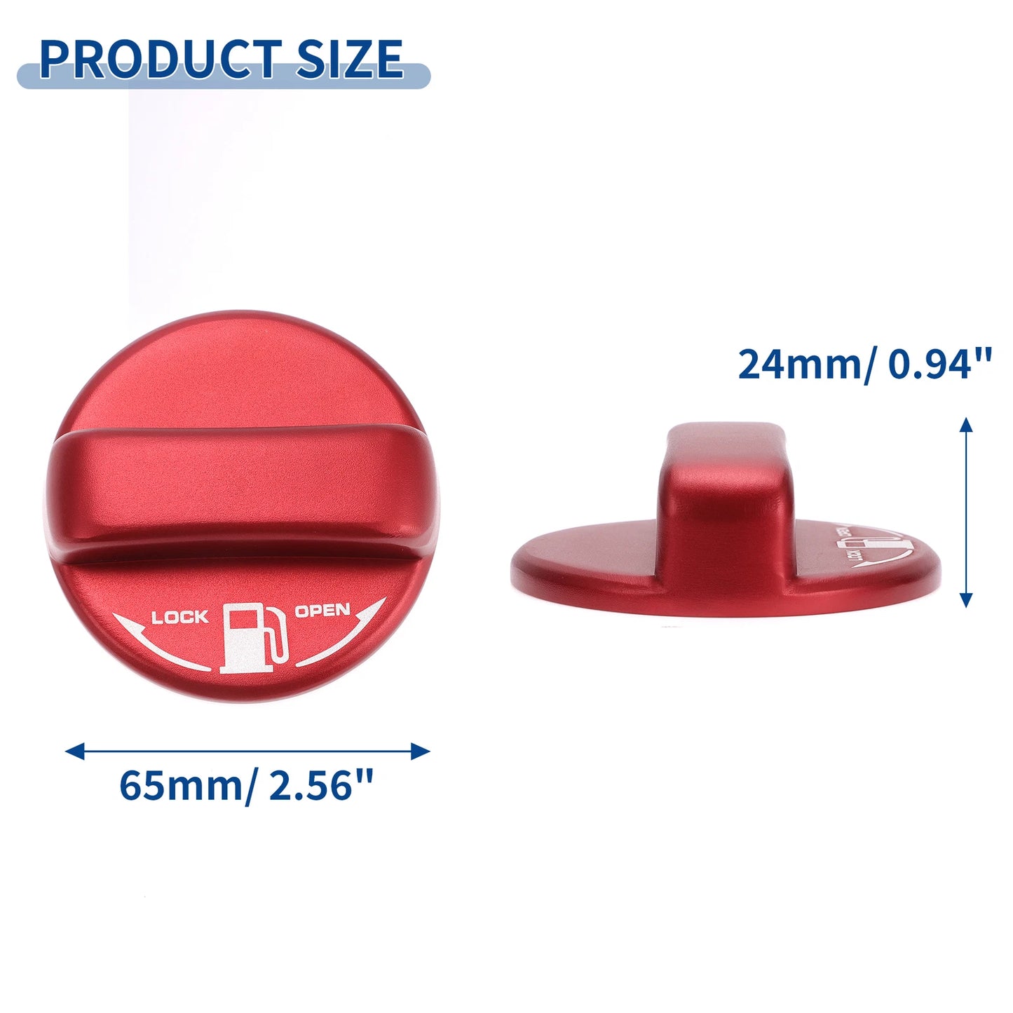 Metal Gas Fuel Tank Cap Cover Sticker Red for Toyota Hiace 200 Series (2019-2023)