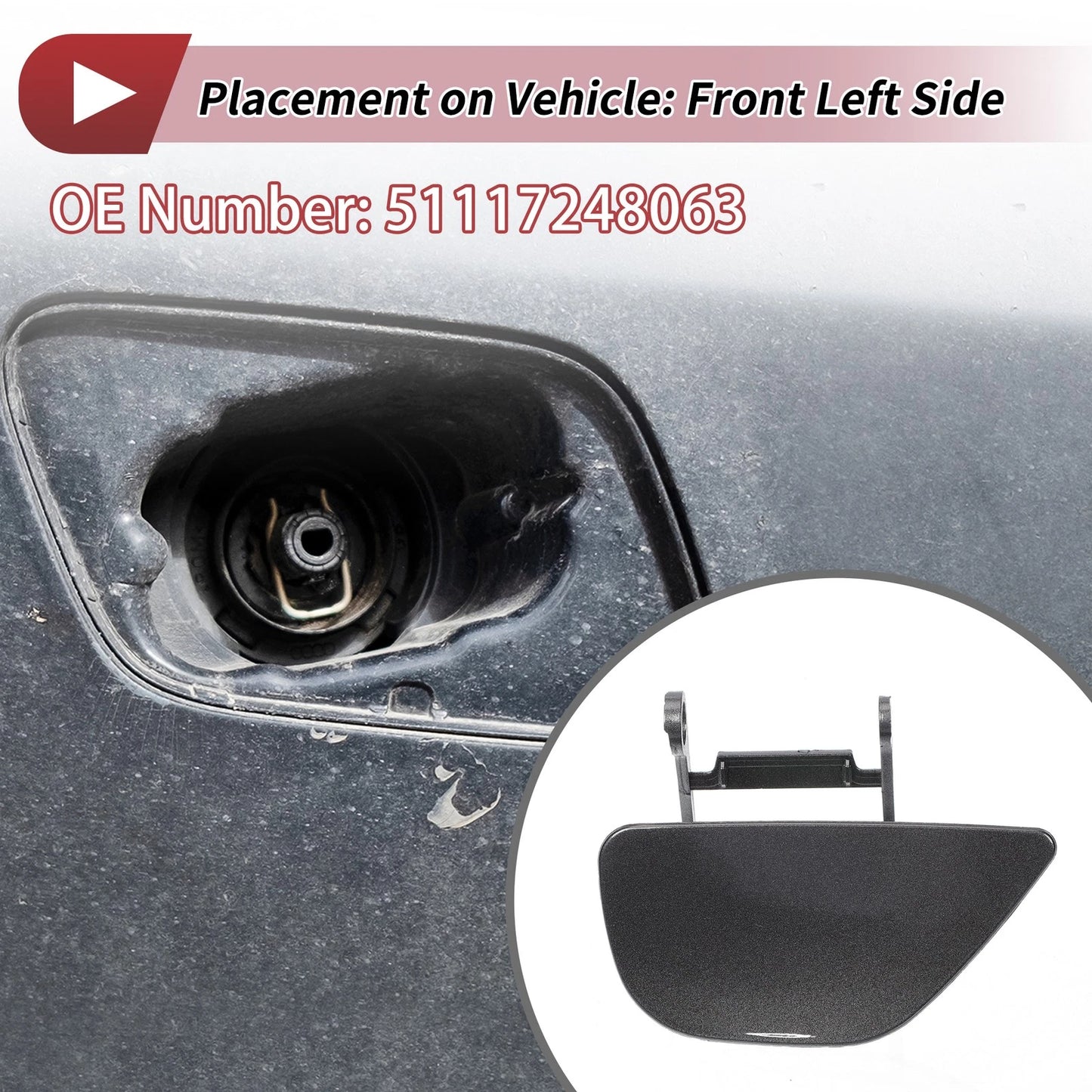 Front Left Washer Nozzle Cover for BMW 535i GT 2010-2017 Gray