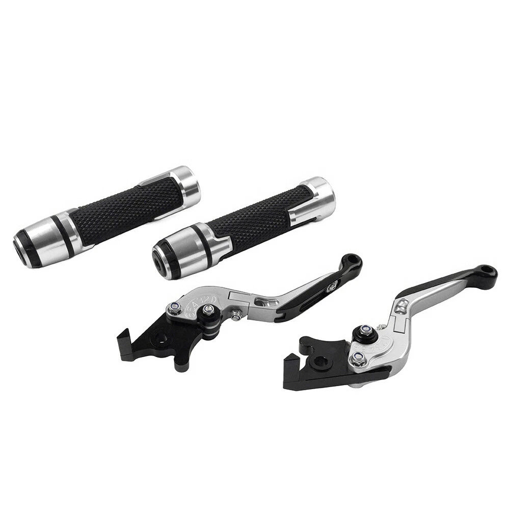 Silver Extendable Brake Clutch Levers & Handlebar Grips for Daytona 675 R