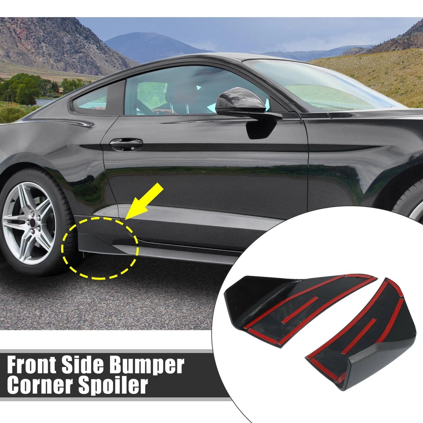 Front Side Bumper Corner Spoilers for Ford Mustang (2015-2020) Black