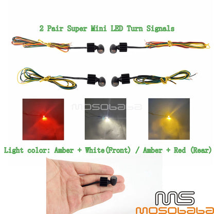 4 x Mini Front & Rear LED Turn Signals for Harley, Honda, Yamaha, Kawasaki