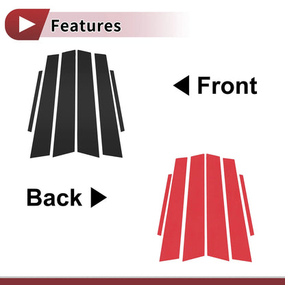 6 x Car Door Pillar Window Trim for Acura CSX (2006-2011) Black