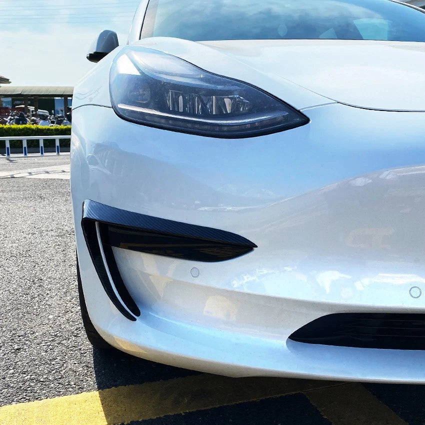Adhesive Front Bumper Side C Canards Covers Trims for Tesla Model 3 (2017-2023)
