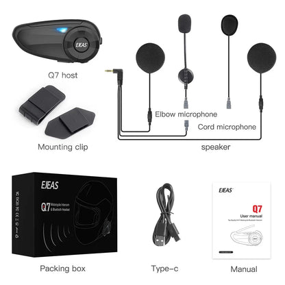 EJEAS Q7 Bluetooth Waterproof Motorcycle Helmet Headset Intercom 7 Riders