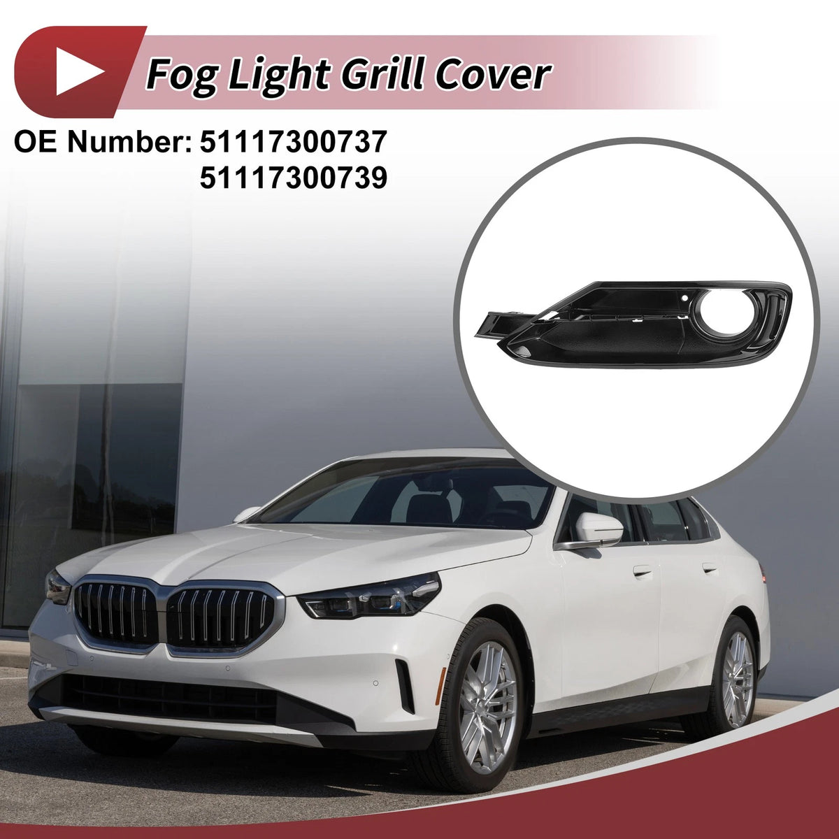 1x Car Front Left Fog Light Grill for BMW 320i (2012 - 2015) Black