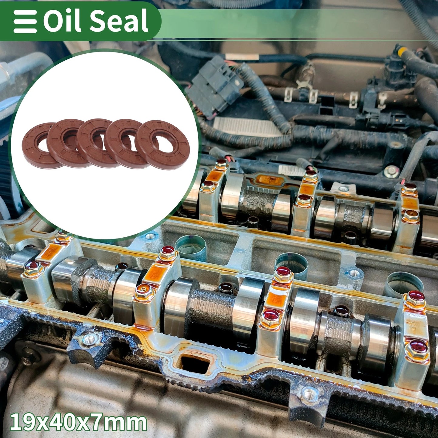 Oil Seal Rotary Shaft Seal FKM Rubber 19x40x7mm 5 pcs