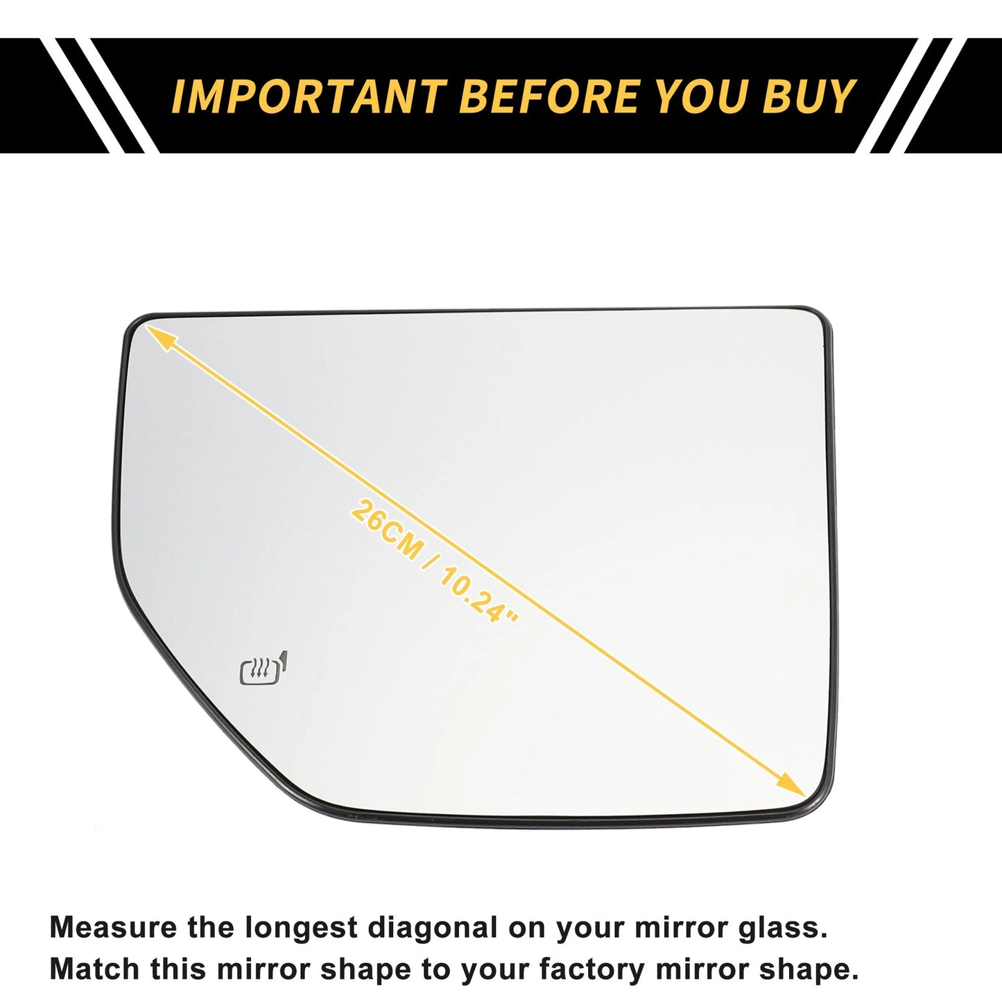 Heated Upper Right Mirror Glass for Ford F-250 F-350 (2011-2016)