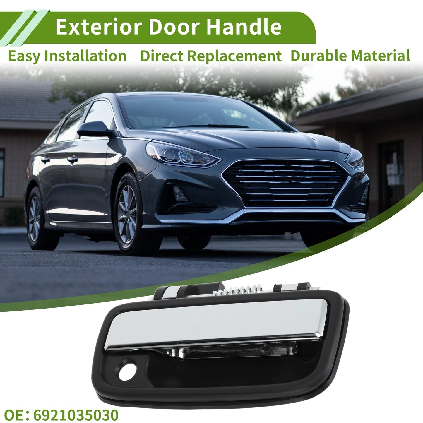 Exterior Door Handle for Toyota (Black Silver Tone, Front Right)
