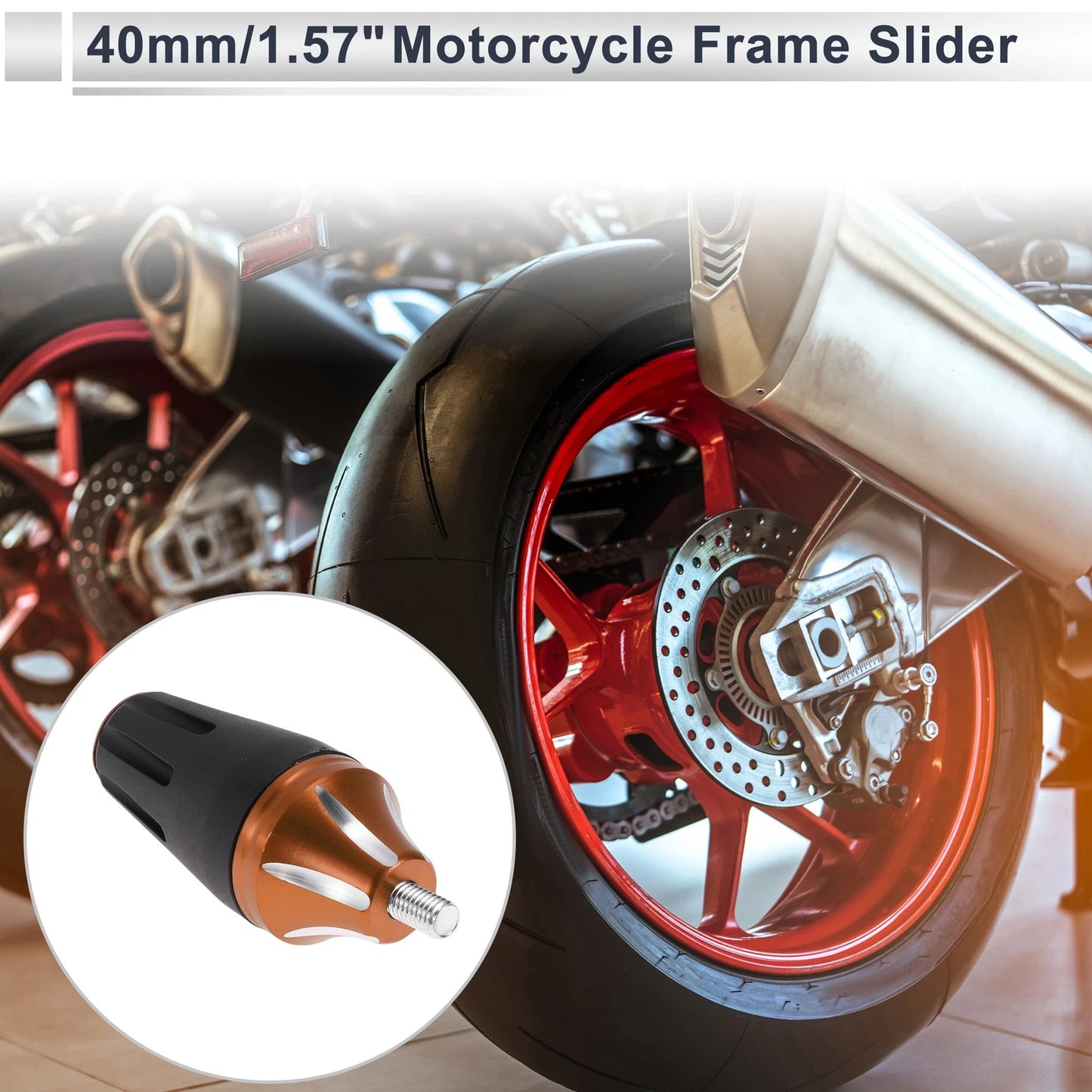 8mm Aluminum Alloy Plastic Motorcycle Slider Frame Orange for All Bikes