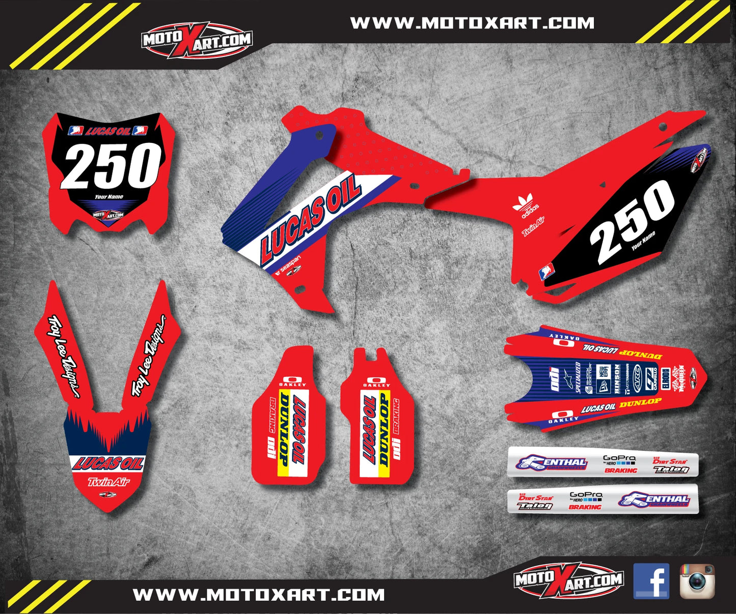 Custom Graphics Full Kit for Honda CRF 250 (2014-2016) ACTIVE STYLE Stickers