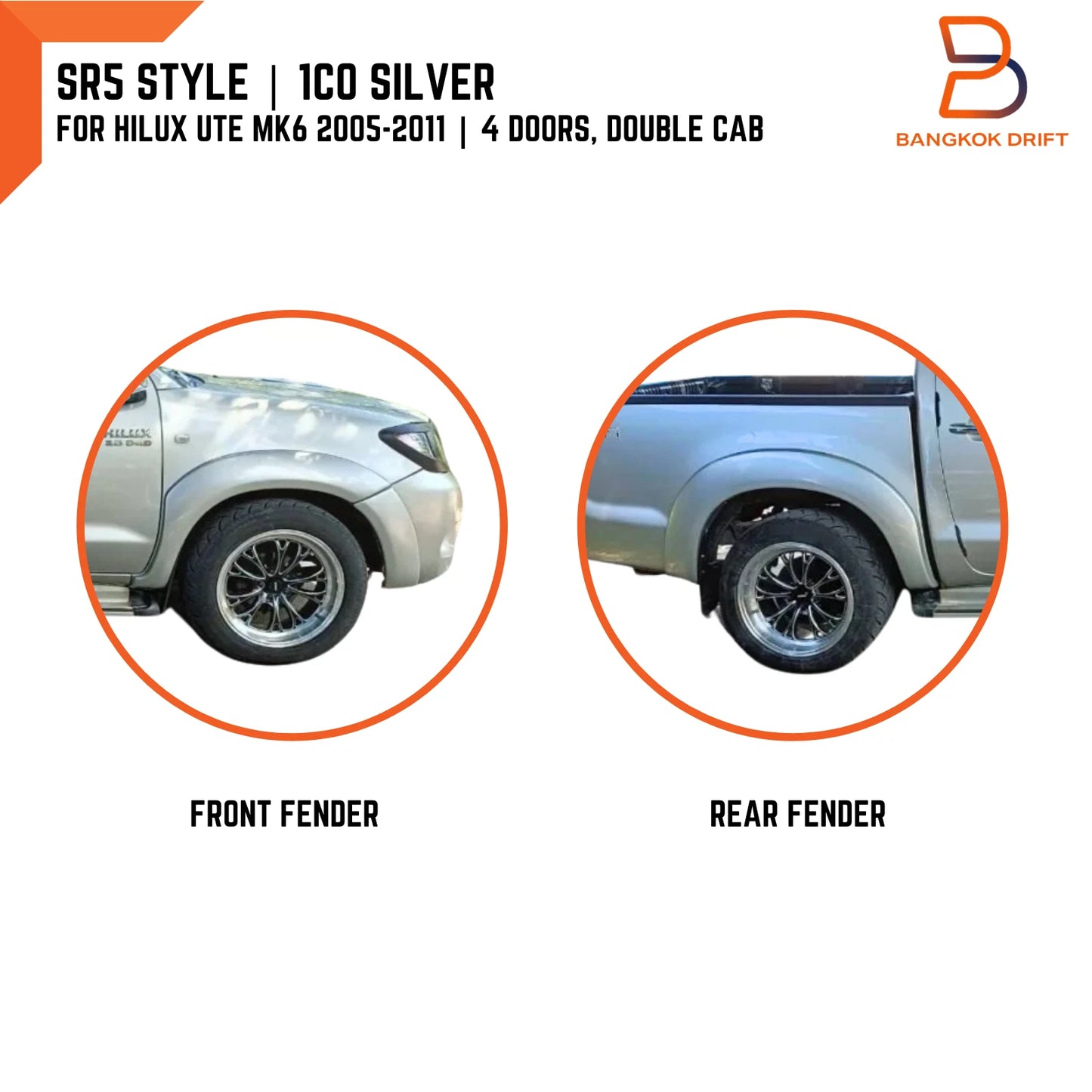 6" Fender Flares for Toyota Hilux Ute Vigo MK6 2005-2011 SR5 4DR