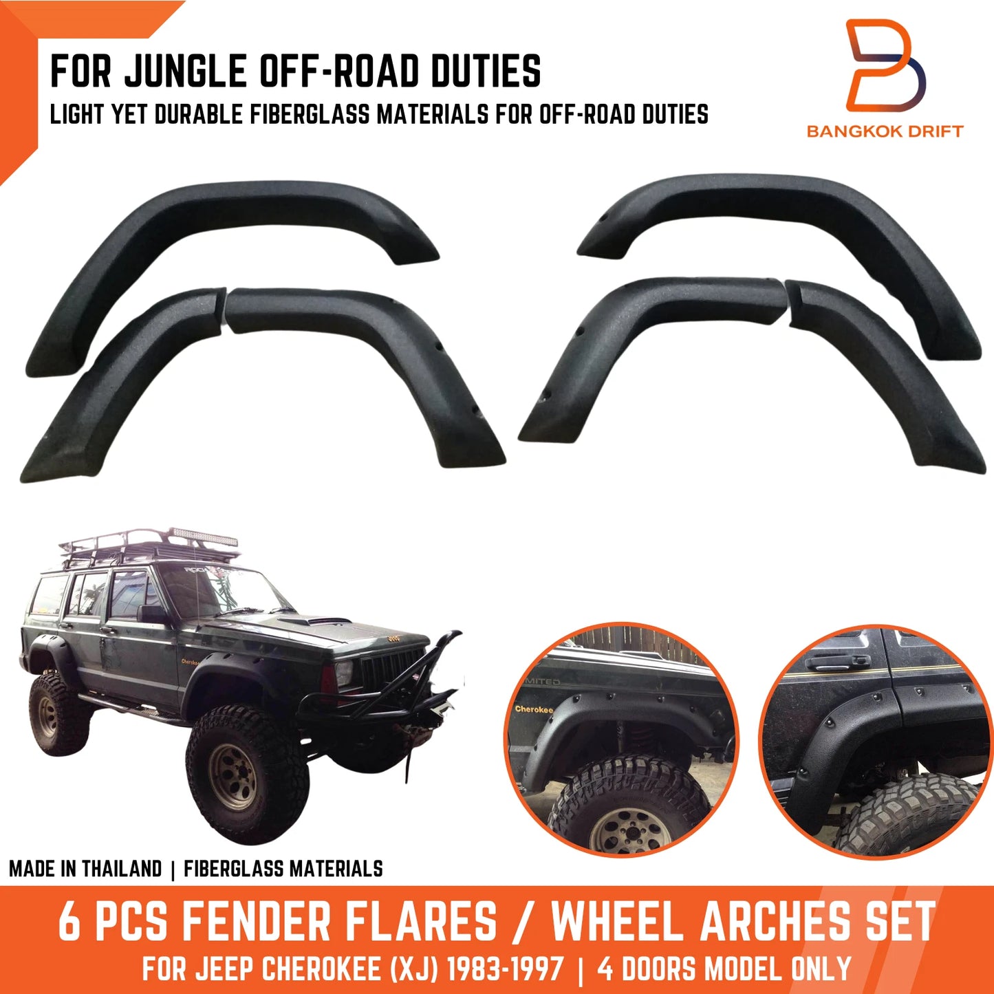 6 x Fender Flares Wheel Arch for Jeep Cherokee XJ (1983-1997)