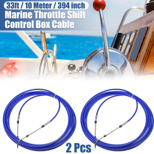 2 x 33ft 394 Inch Marine Type Shift Remote Control Box Cable for Yamaha Blue