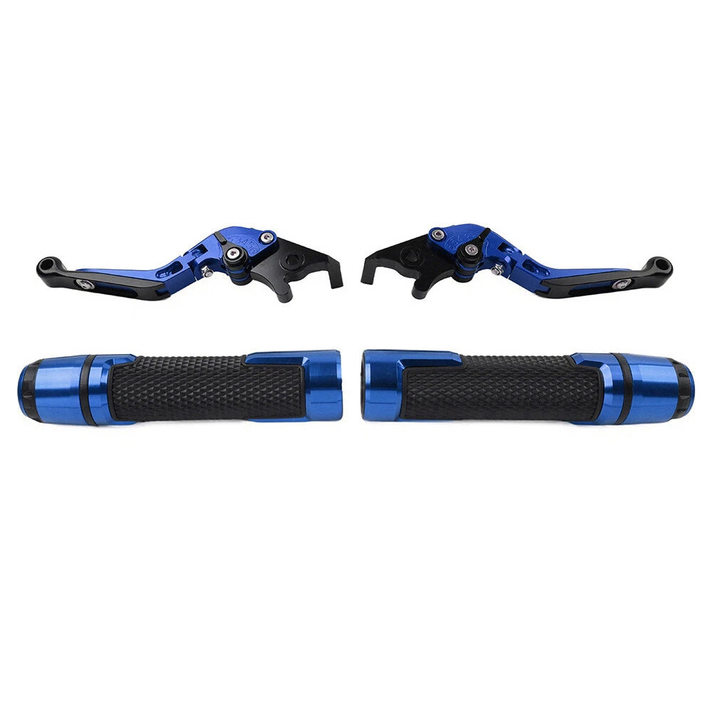 Blue Extendable Brake Clutch Levers & Handlebar Grips for Suzuki GSX-S750 (2017-2023)