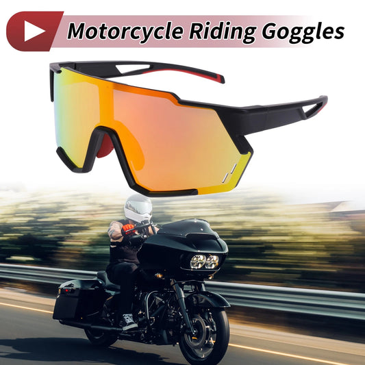 1 Pc Motorcycle Riding Goggles Red Black Tri-Acetyl Cellulos PC