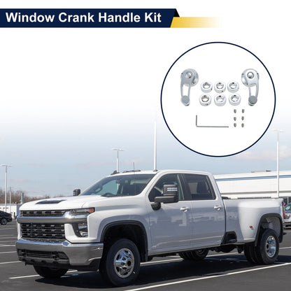 Car Door Window Crank Handle for Chevy/Ford/Chrysler - Silver Tone - 1 Set