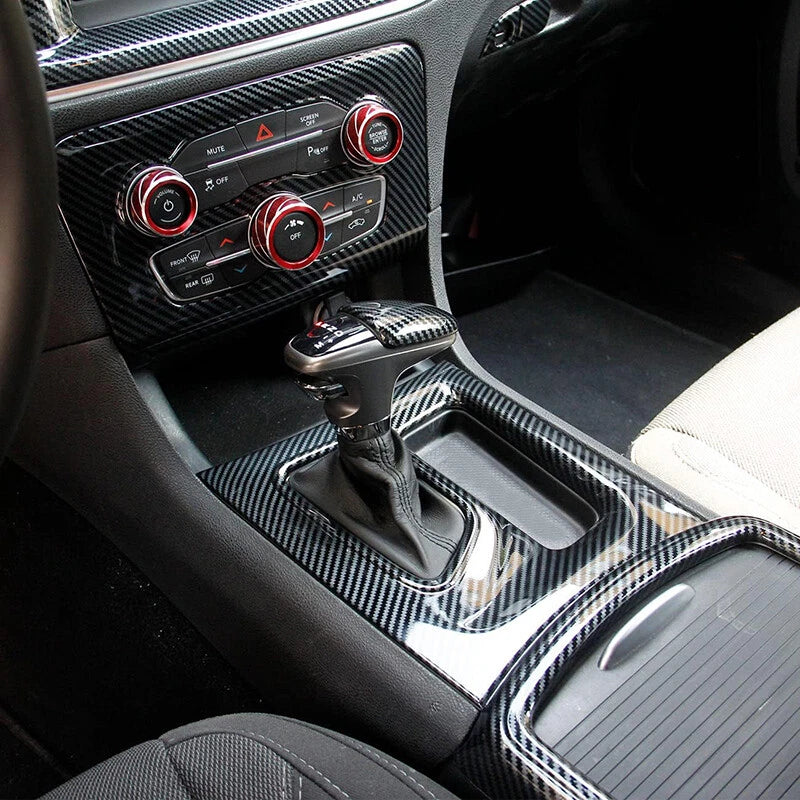 Carbon Fiber Manual Gear Shift Panel Cover Trim for 2011-2014 Dodge Charger