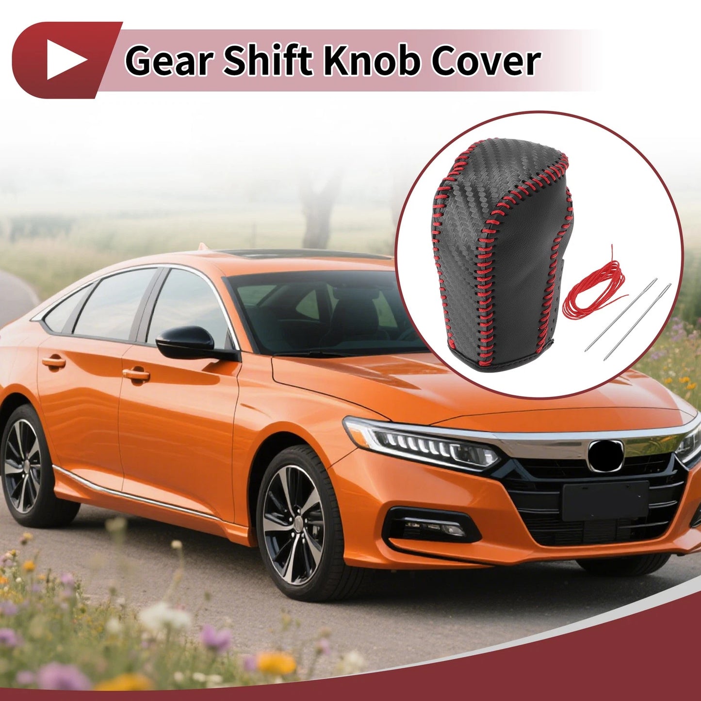 Red Faux Leather Gear Shift Knob Cover for Honda Inspire (2023)
