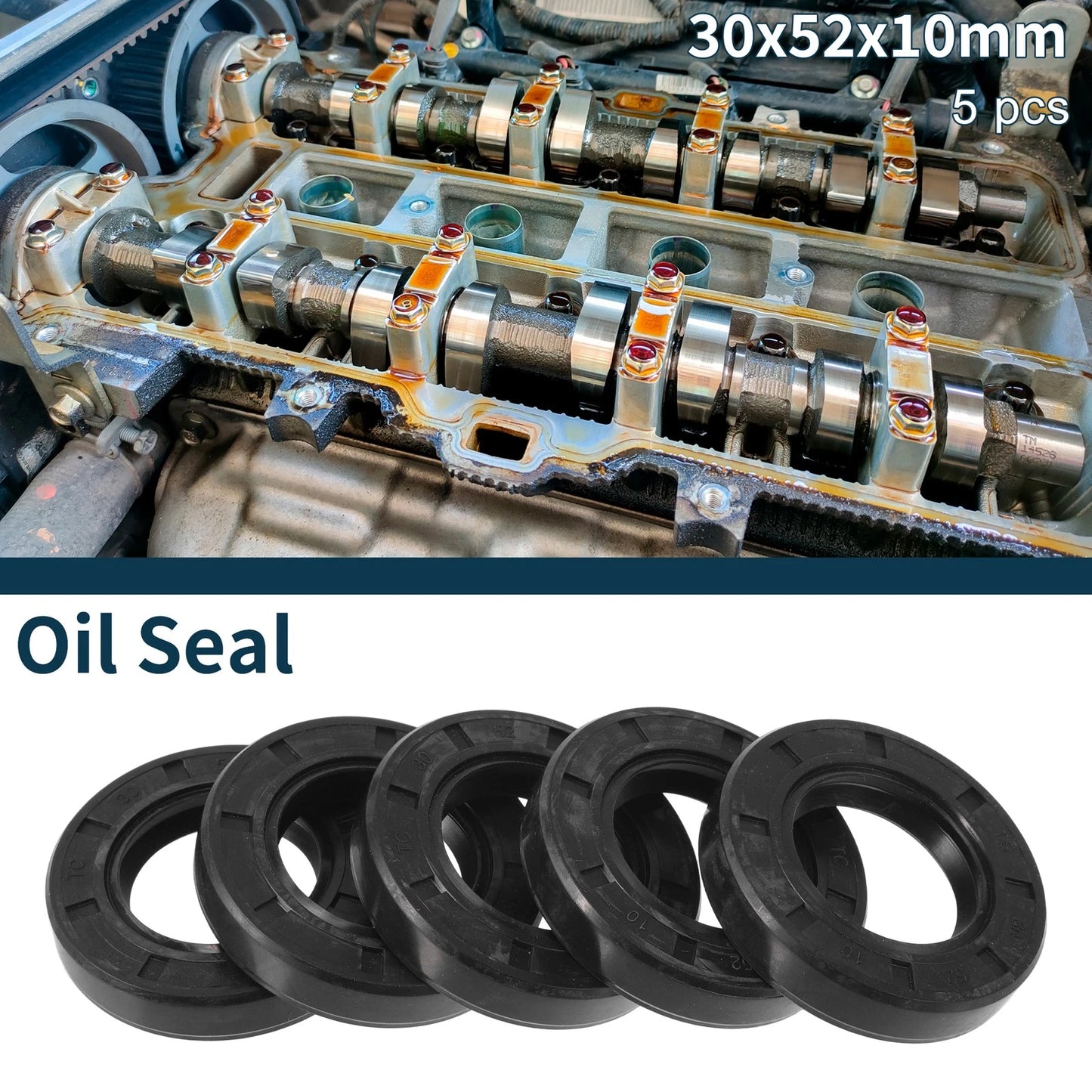 Oil Seal / 30x52x10mm / NBR Rubber Black 5Pcs for MakeModel
