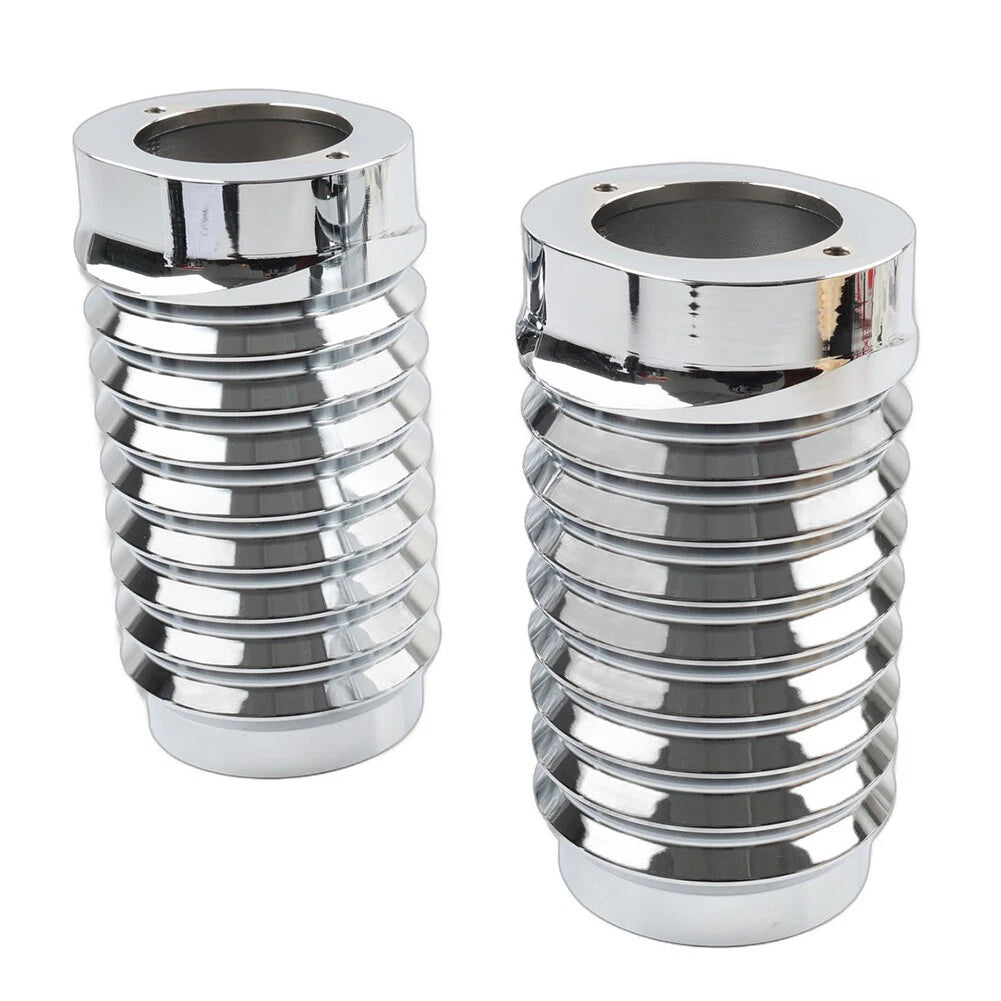 Chrome Retro Fork Boot Slider Covers for Harley Tour Road Street Tri Glide FLHR