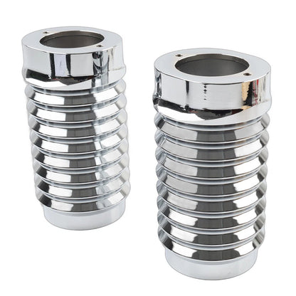 Chrome Retro Fork Boot Slider Covers for Harley Tour Road Street Tri Glide FLHR