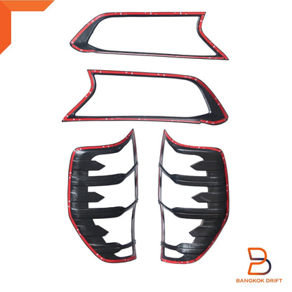 Matte Black Headlight Taillight Covers Trim for Ford Ranger T6 (2015-2021)