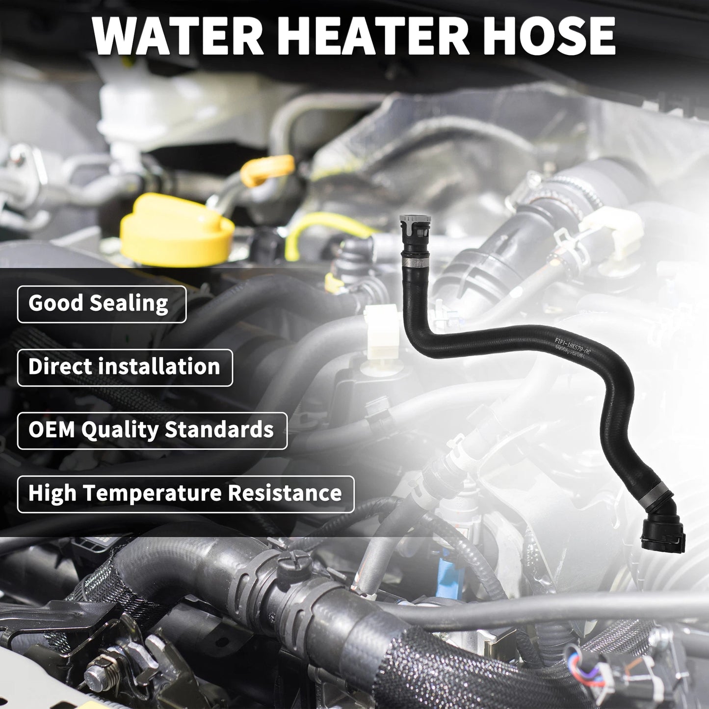 Water Heater Hose for Ford C-Max (2015-2019) - Black 1 x Piece