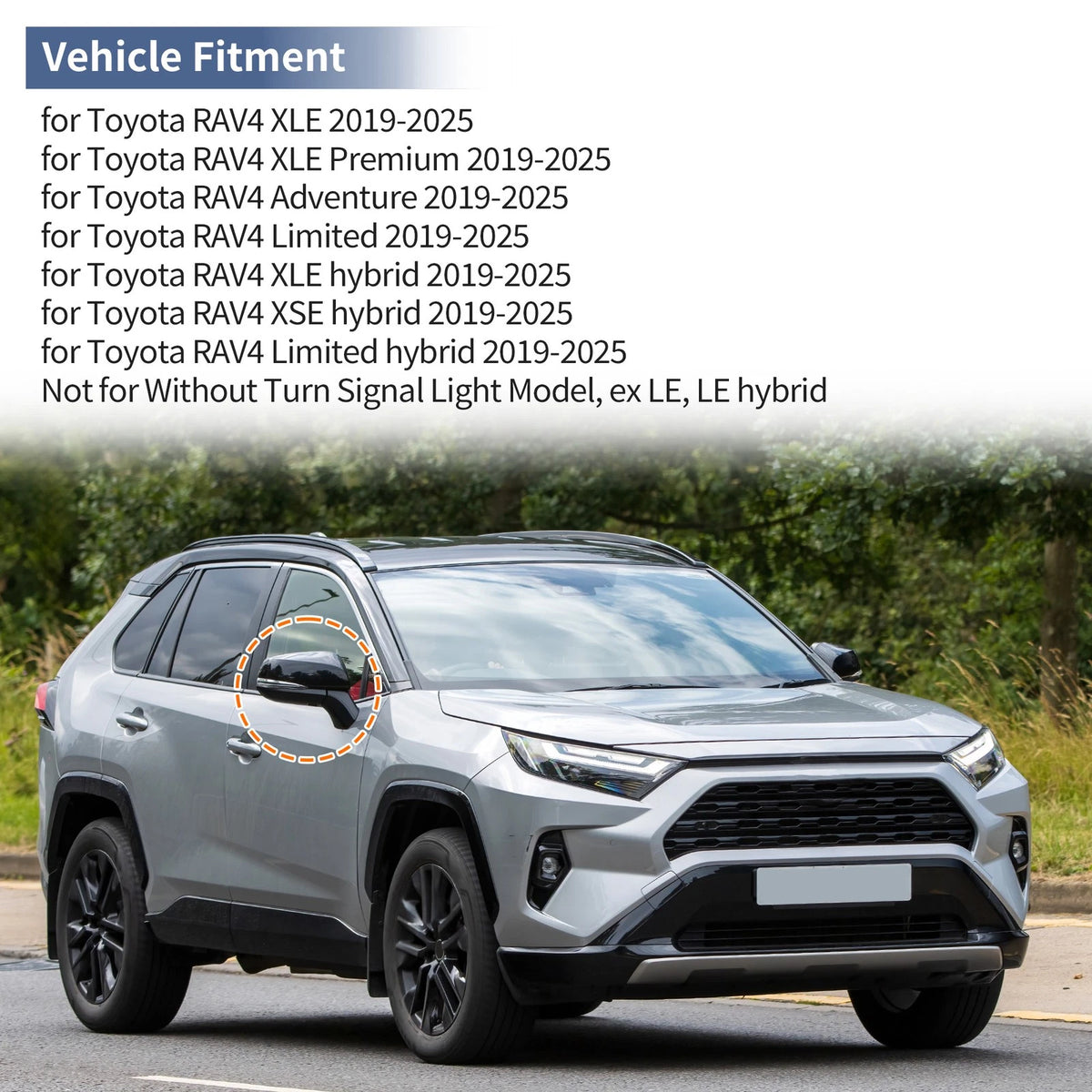 Driver Side Mirror Cover Cap for Toyota RAV4 XLE (2019-2023)