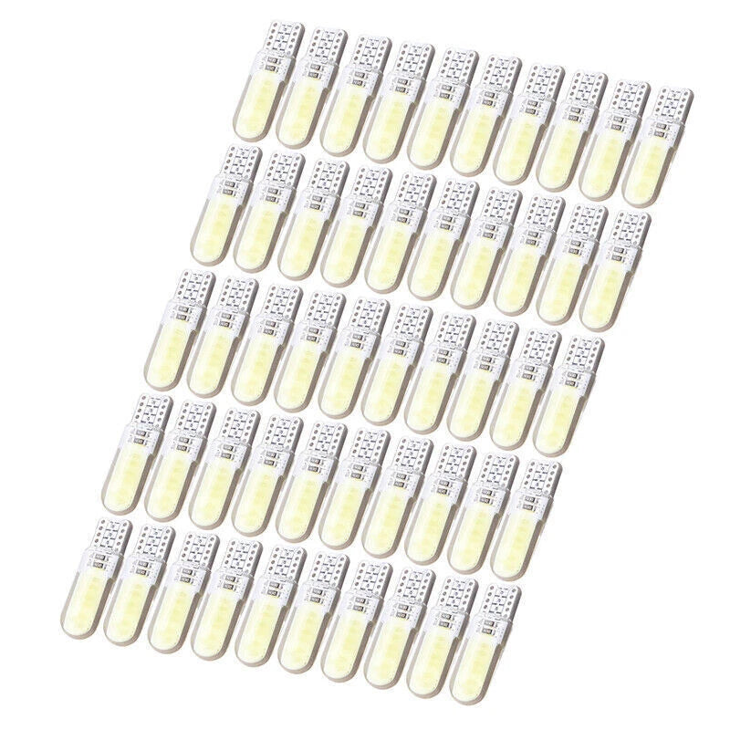 50 x 194 T10 W5W COB 2835 SMD 12 LED Car License Light Bulbs for Vehicles