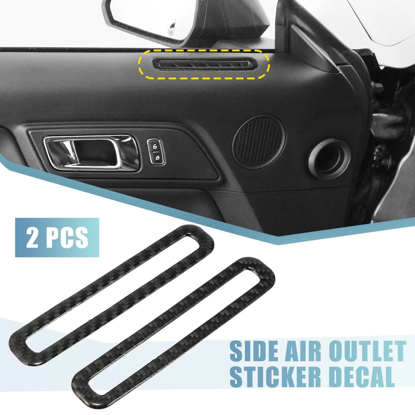 2 x Carbon Fiber Side Air Outlet Sticker Trim for Ford Mustang (2015-2020)