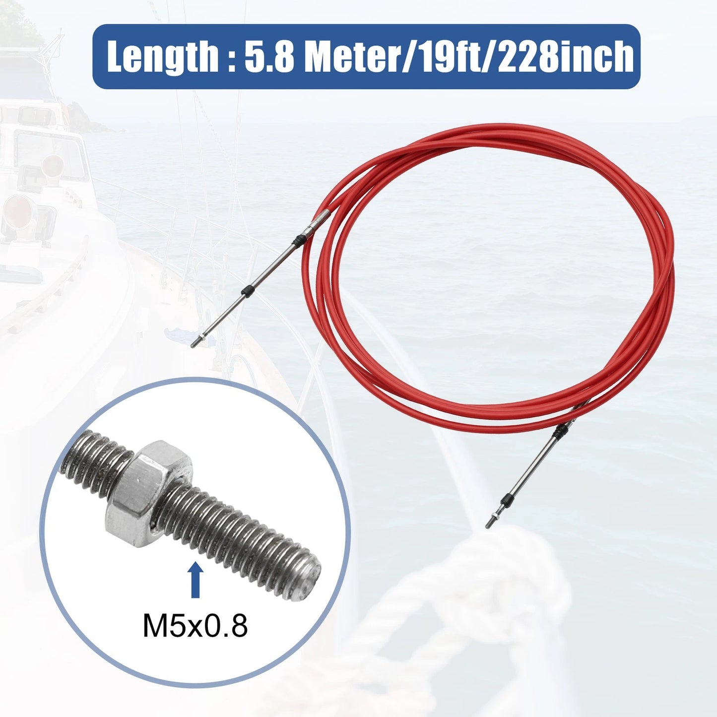 2 x Marine Throttle Shift Control Box Cable Red Steel for Make Model