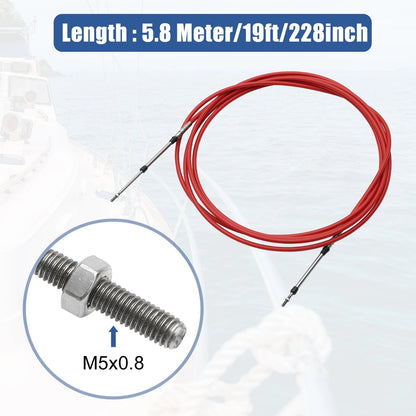 2 x Marine Throttle Shift Control Box Cable Red Steel for Make Model