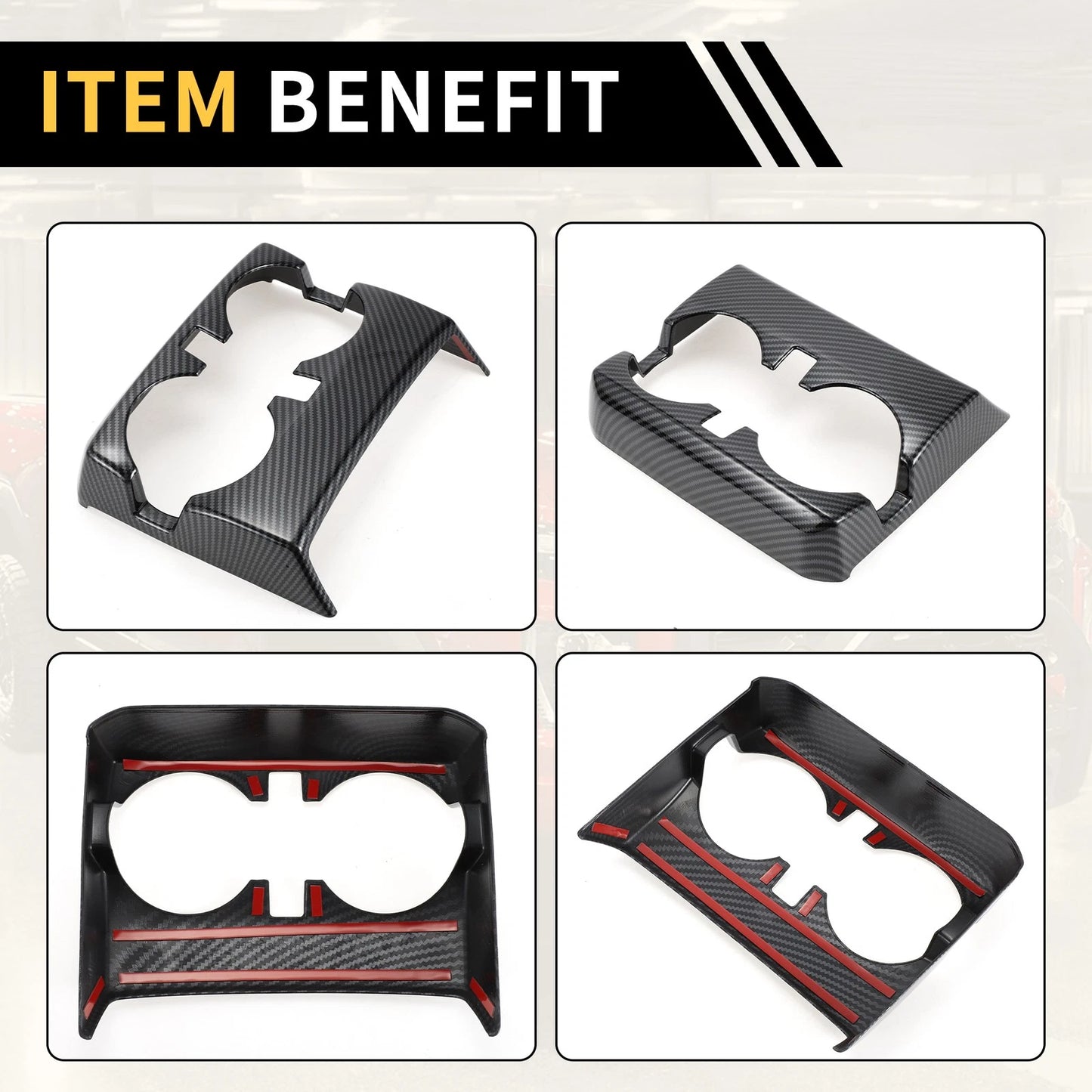 Armrestbox Rear Cup Holder Cover for Chevy Colorado Carbon Fiber (2023-2024)