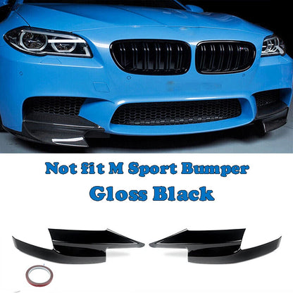 Front Bumper Corner Splitter Lip Glossy Black for BMW F10 M5 (2011-2017)