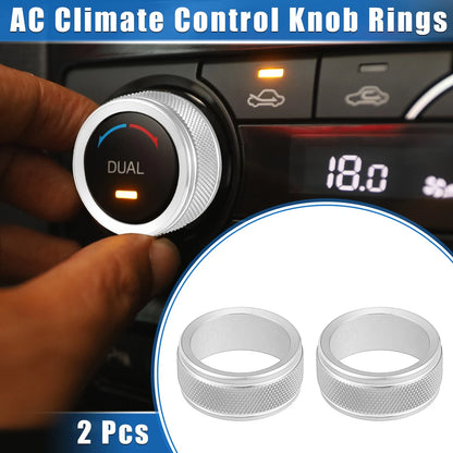 2 x Car AC Climate Control Knob Rings for Toyota Camry (2021-2023) Silver Tone