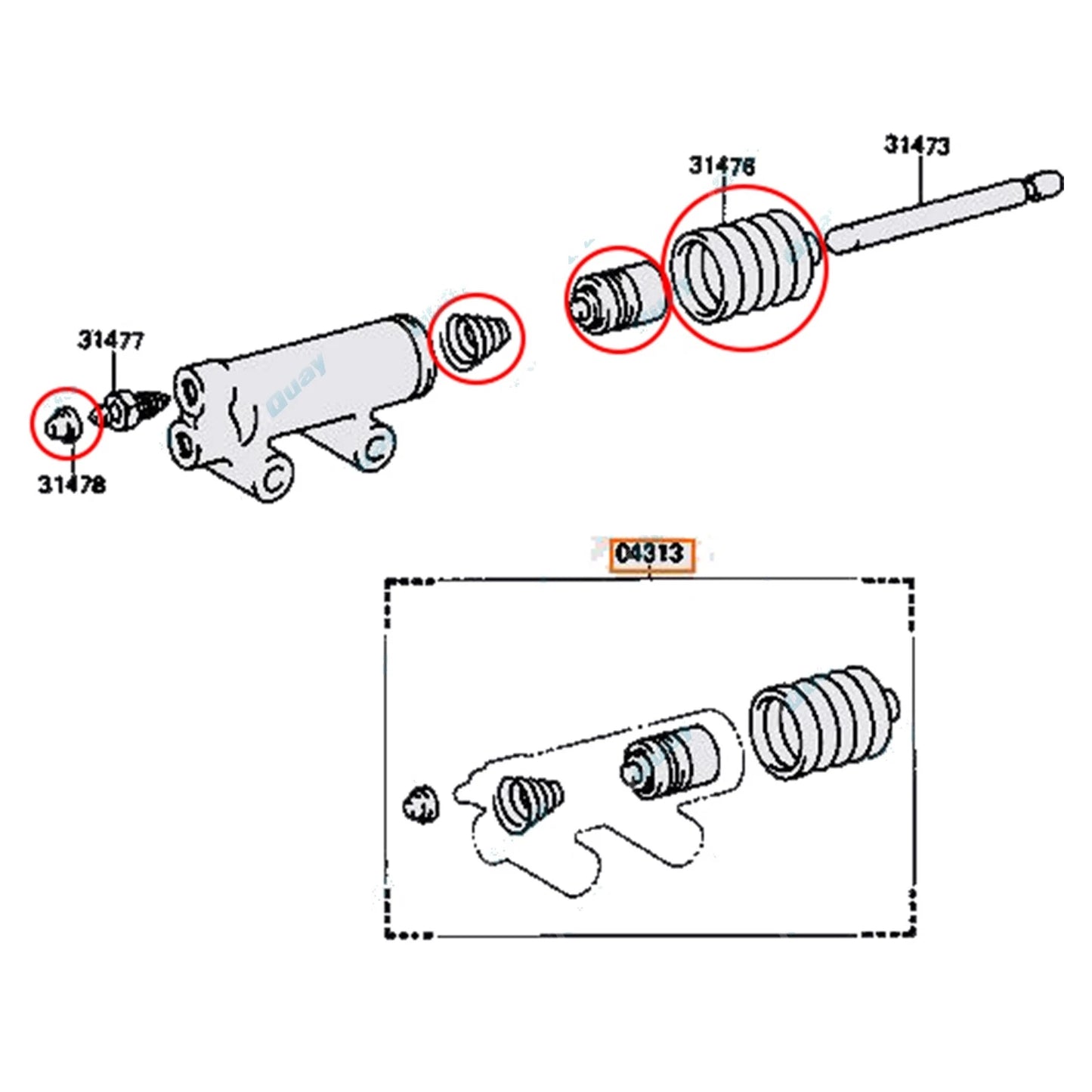 Clutch Slave Cylinder Repair Kit for Toyota Hilux LN56 YN57 YN58 (1983-1988)