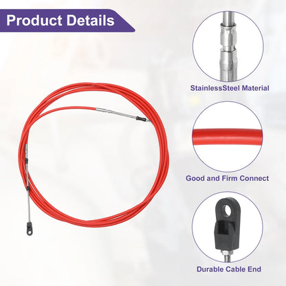 600cm 20FT Marine Boat Throttle Cable Red with Fastening Head