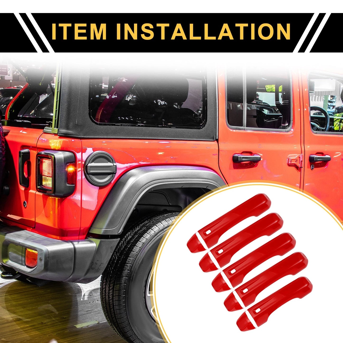 Set of 2 Door Tailgate Handle Covers for Jeep Wrangler JL JLU (2018-2022) Red