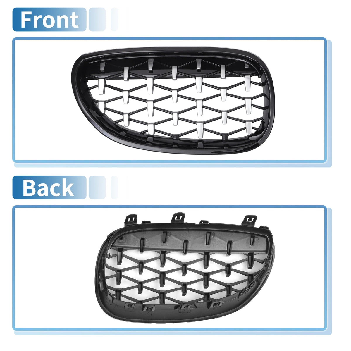 1 x Front Hood Bumper Grille Grill Diamond Star for BMW 5 Series (2004 - 2009)