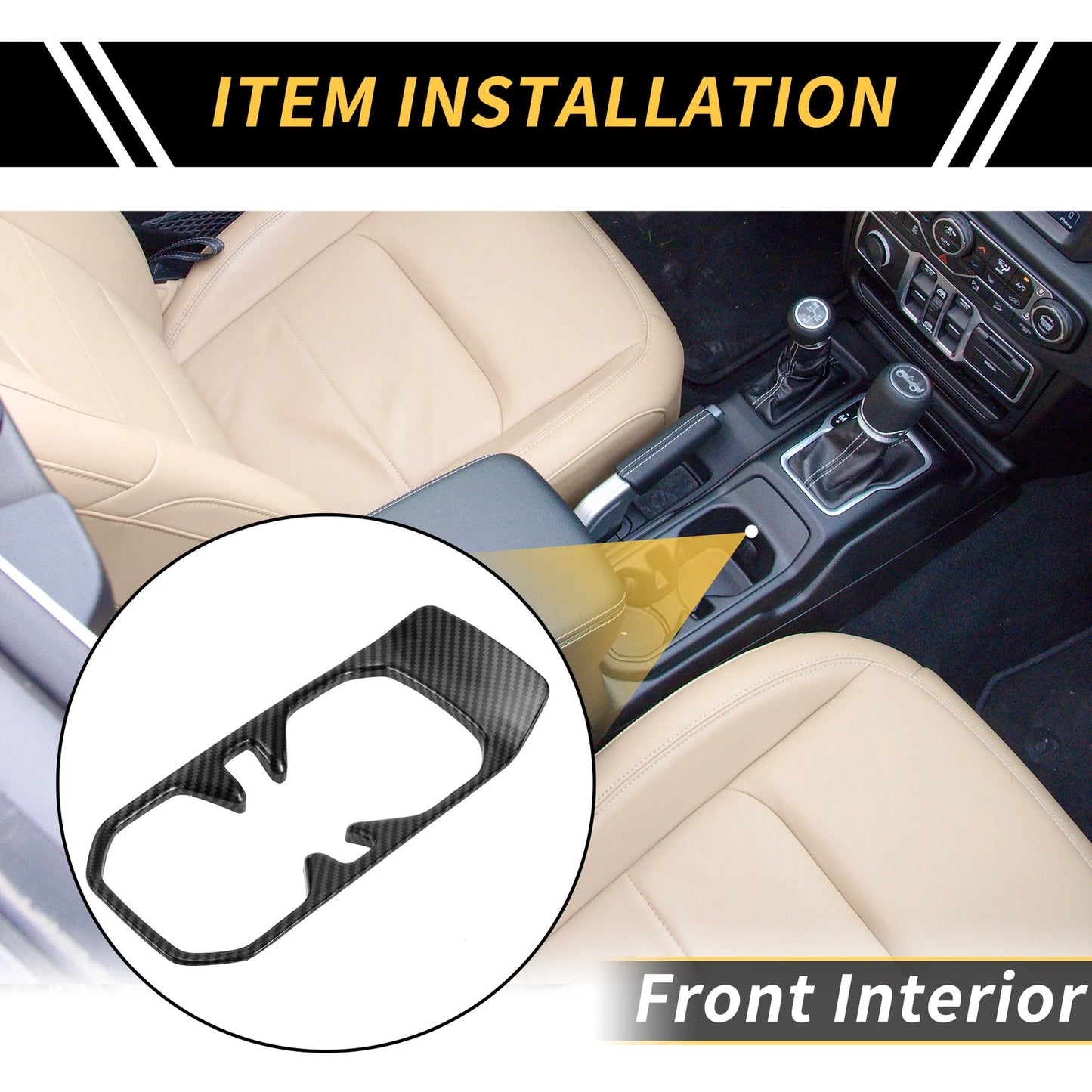 Cup Holder Cover Trim for Jeep Gladiator JT (2020-2023) - Carbon Fiber Black