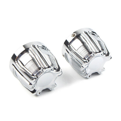 Chrome Front Cut Axle Nut Cap Covers for Harley Softail Touring Street Glide