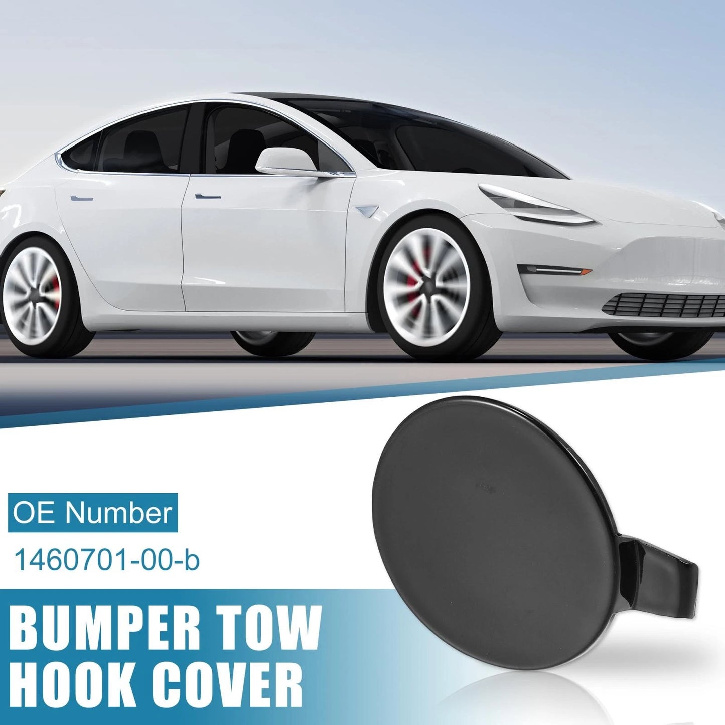 Black Front Bumper Tow Hook Cover for Tesla Model 3 (2017-2021)