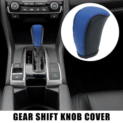 Faux Leather Black Blue Gear Shift Knob Cover for Honda Civic (2006-2011)