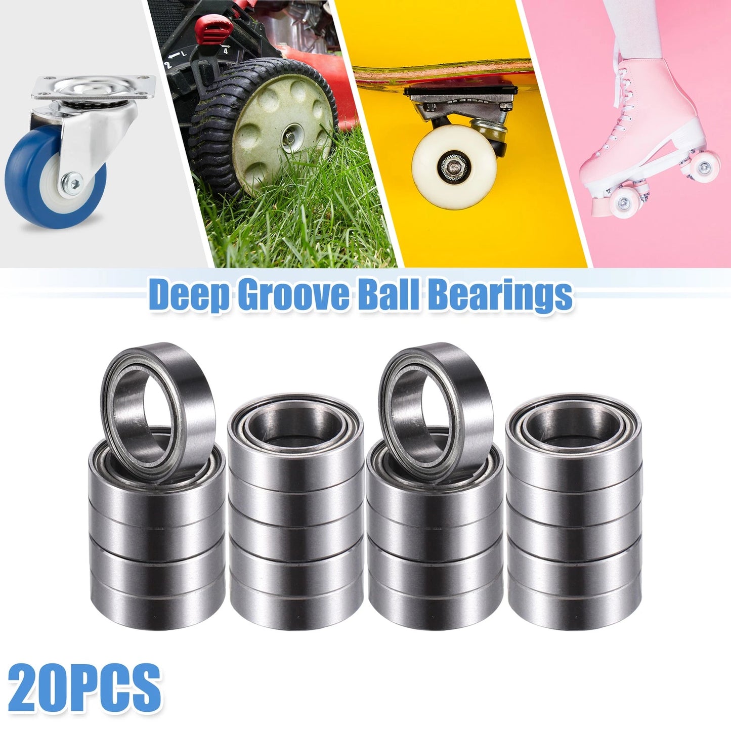MR128ZZ 20 Pcs 8x12x3.5mm Double Metal Shield Ball Bearings for Car