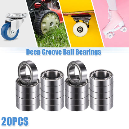 MR128ZZ 20 Pcs 8x12x3.5mm Double Metal Shield Ball Bearings for Car