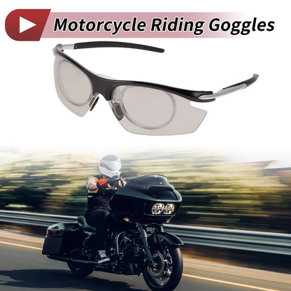 1 Pc Motorcycle Riding Goggles Light Gray Lens Black Gray Frame