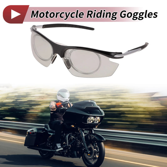 1 Pc Motorcycle Riding Goggles Light Gray Lens Black Gray Frame